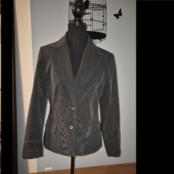 Dalia Black Blazer with White Stripes Blazer (8) - Picture 3 of 9